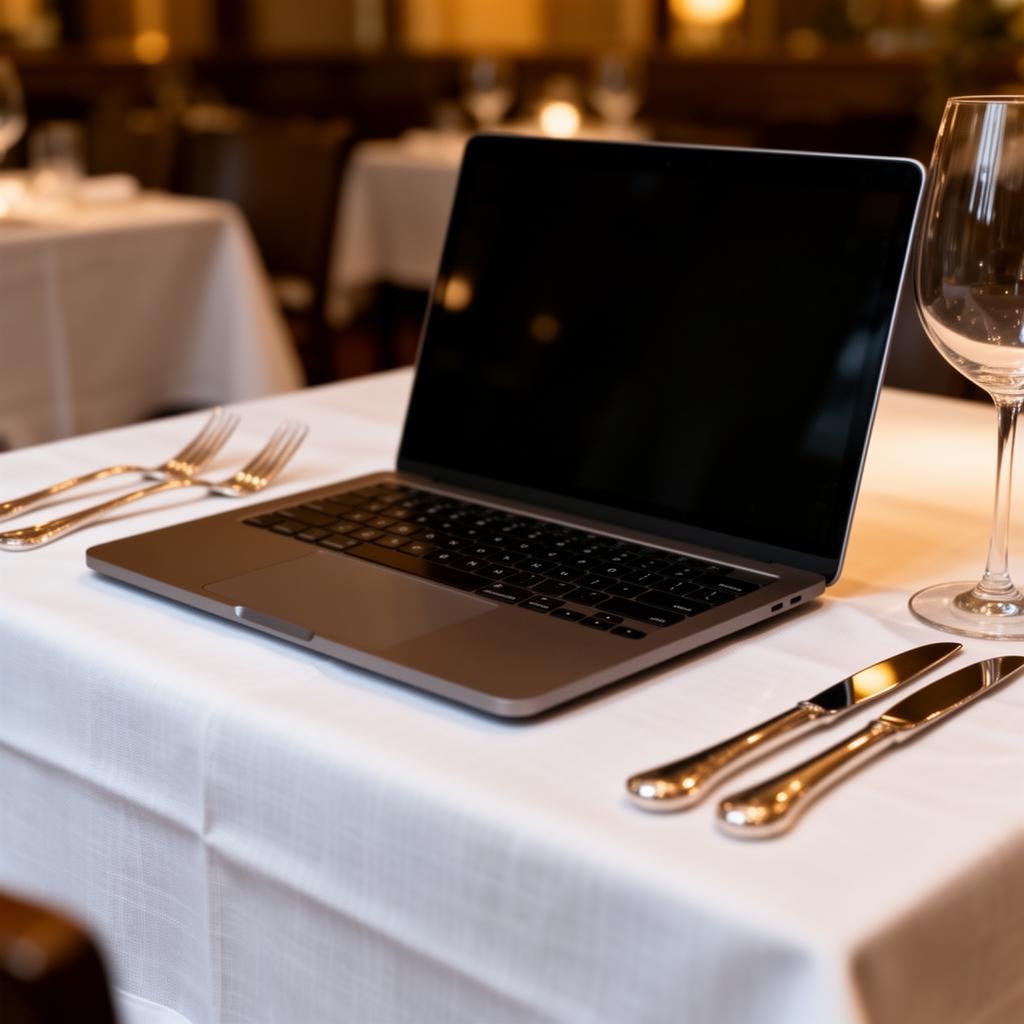 AI events horeca laptop op gedekte tafel met aanvraagformulier voor groep