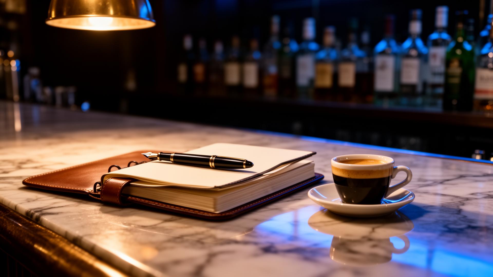 AI tools horeca vergelijken 2026 closeup van koffiekop en checklist op marmeren bar